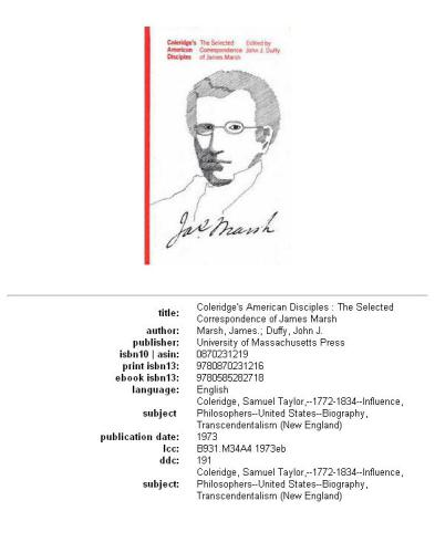 ﻿شاگردان آمریکایی کولریج: مکاتبات منتخب جیمز مارش