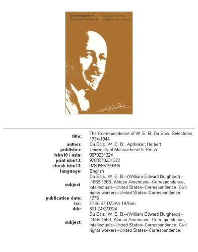 ﻿مکاتبات W. E. B. Du Bois: Selections, 1934-1944