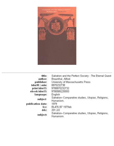 ﻿رستگاری و جامعه کامل: جستجوی ابدی