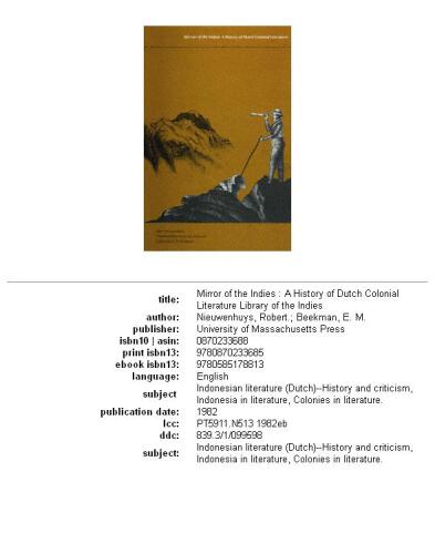 ﻿آینه هند: تاریخ ادبیات استعماری هلند