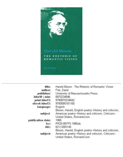 ﻿هارولد بلوم: بلاغت بینش رمانتیک