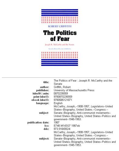 ﻿سیاست ترس: جوزف آر. مک کارتی و سنا