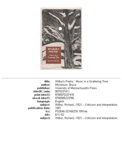 ﻿شعر ویلبر: موسیقی در یک زمان پراکنده