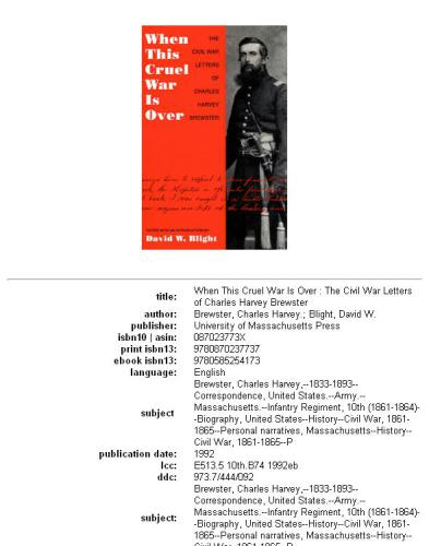 ﻿وقتی این جنگ ظالمانه تمام شد: نامه های جنگ داخلی چارلز هاروی بروستر