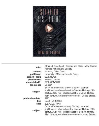 ﻿خواهری متشنج: جنسیت و طبقه در جامعه زنان ضد برده داری بوستون