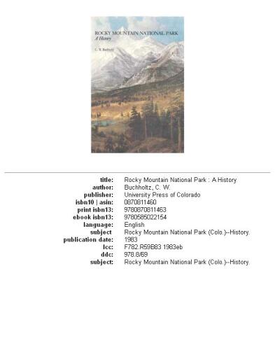 ﻿پارک ملی کوه راکی: یک تاریخ