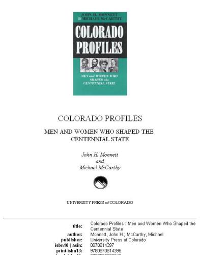 ﻿پروفایل های کلرادو: مردان و زنانی که ایالت صدمین سالگرد را شکل دادند