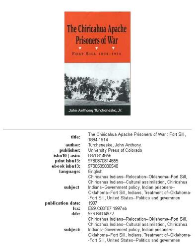 ﻿اسیران جنگی Chiricahua آپاچی: فورت سیل، 1894-1914