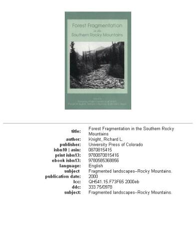 ﻿تکه تکه شدن جنگل در کوه های راکی ​​جنوبی