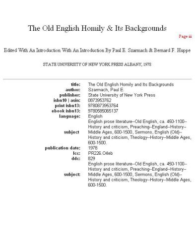 ﻿موعظه انگلیسی قدیم و پیشینه آن