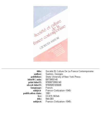 ﻿جامعه و فرهنگ فرانسه معاصر: فرهنگ و جامعه معاصر فرانسه