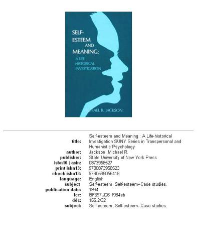﻿عزت نفس و معنا: یک تحقیق زندگی-تاریخی