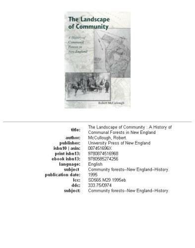 ﻿چشم انداز جامعه: تاریخچه جنگل های اشتراکی در نیوانگلند