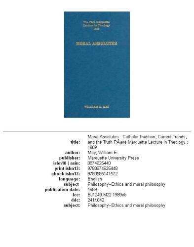 ﻿مطلق های اخلاقی: سنت کاتولیک، روندهای فعلی و حقیقت