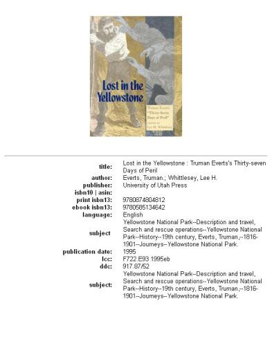 ﻿گمشده در یلوستون: سی و هفت روز خطر ترومن اورتز