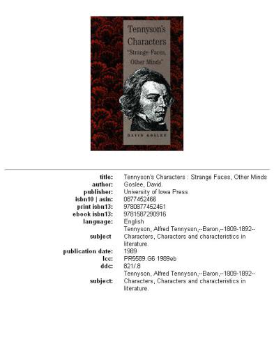 ﻿شخصیت های تنیسون: چهره های عجیب و غریب، ذهن های دیگر