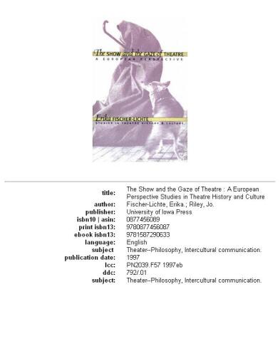 ﻿نمایش و نگاه تئاتر: دیدگاه اروپایی