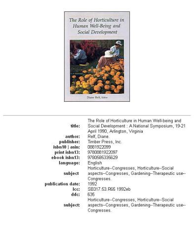 ﻿نقش باغبانی در رفاه انسان و توسعه اجتماعی: سمپوزیوم ملی، 19-21 آوریل 1990، آرلینگتون، ویرجینیا