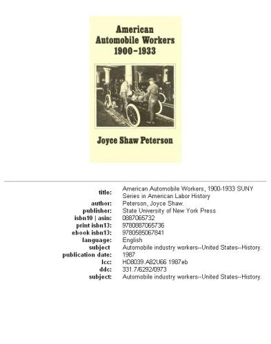 ﻿کارگران اتومبیل آمریکایی، 1900-1933