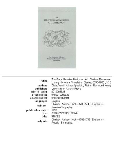 ﻿دریانورد بزرگ روسی، A.I. چیریکوف