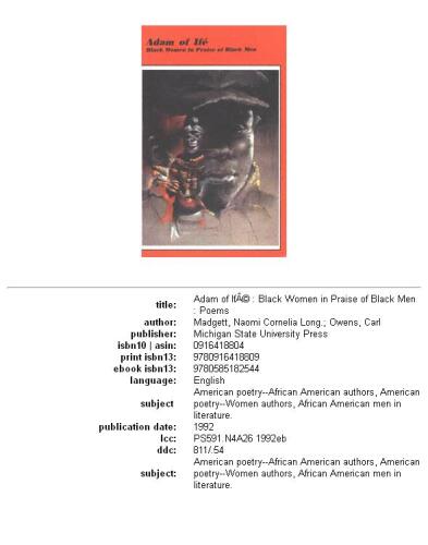 ﻿Adam of Ifé: زنان سیاهپوست در ستایش مردان سیاه پوست: اشعار