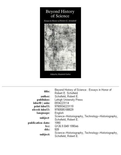 ﻿فراتر از تاریخ علم: مقالاتی به افتخار رابرت ای. شوفیلد