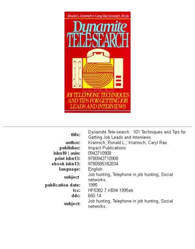 ﻿جستجوی تلفنی دینامیت: 101 تکنیک و نکته برای به دست آوردن سرنخ های شغلی و مصاحبه