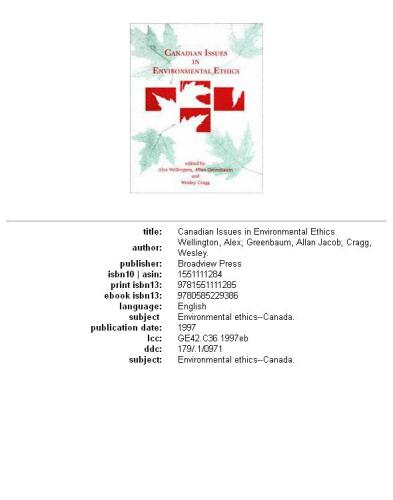 ﻿مسائل کانادایی در اخلاق زیست محیطی