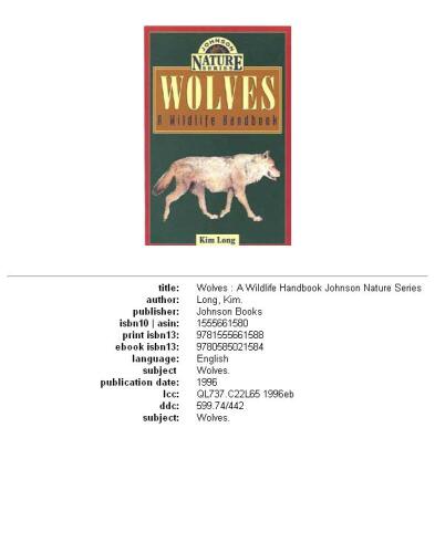 ﻿Wolves: A Wildbook Handbook