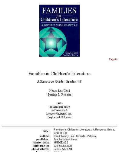 ﻿خانواده ها در ادبیات کودکان: راهنمای منبع، کلاس های 4-8