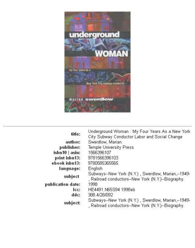 ﻿زن زیرزمینی: چهار سال من به عنوان یک راهبر متروی نیویورک