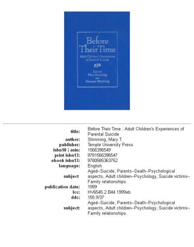 ﻿قبل از زمانشان: تجربیات کودکان بزرگسال از خودکشی والدین