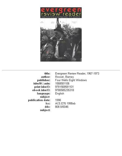 ﻿خواننده نقد همیشه سبز، 1967-1973