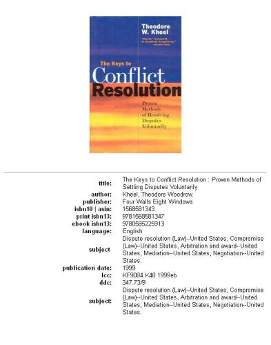 ﻿کلیدهای حل اختلاف: روش های اثبات شده حل و فصل داوطلبانه اختلافات