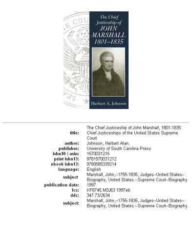 ﻿قاضی عالی جان مارشال، 1801-1835