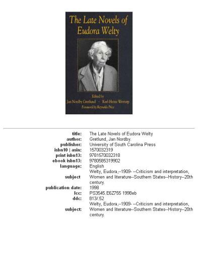 ﻿رمان های متاخر ائودورا ولتی