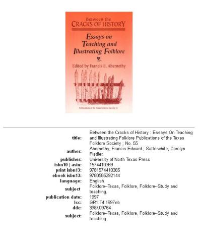 ﻿بین شکاف های تاریخ: مقالاتی در مورد آموزش و تصویرسازی فولکلور