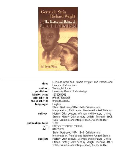 ﻿گرترود استاین و ریچارد رایت: شعر و سیاست مدرنیسم