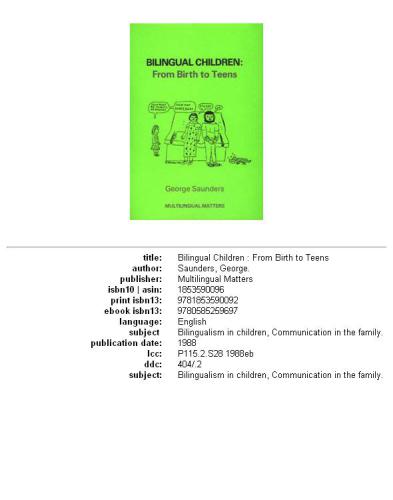 ﻿کودکان دو زبانه: از بدو تولد تا نوجوانی