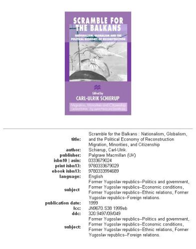 ﻿تقلا برای بالکان (مهاجرت، اقلیت ها و شهروندی)