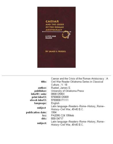 ﻿سزار و بحران اشراف روم: خواننده جنگ داخلی