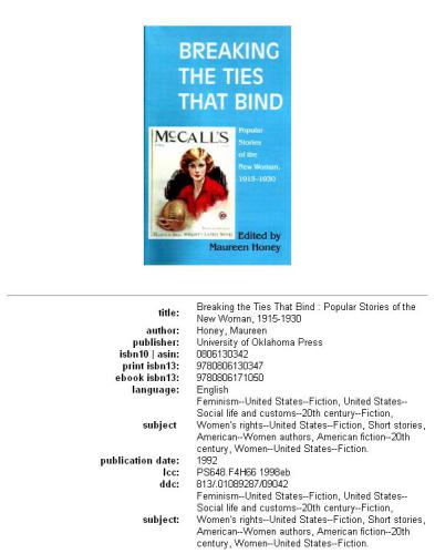 ﻿شکستن پیوندهایی که پیوند می زند: داستان های محبوب زن جدید، 1915-1930