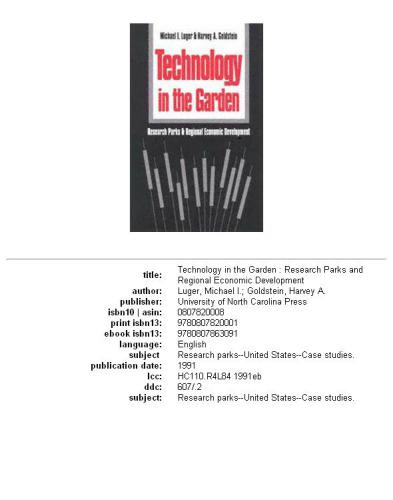 ﻿فناوری در باغ: پارک های تحقیقاتی و توسعه اقتصادی منطقه ای