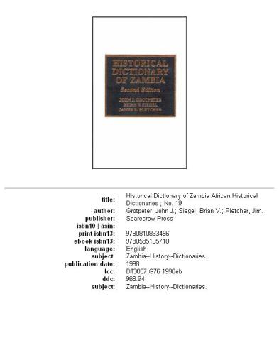 ﻿فرهنگ لغت تاریخی زامبیا