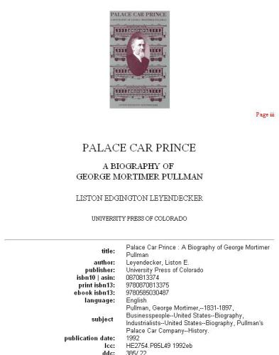 ﻿شاهزاده ماشین قصر: بیوگرافی جورج مورتیمر پولمن