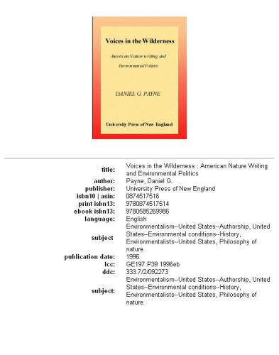 ﻿Voices in the Wilderness: American Nature Writing and Environmental Politics