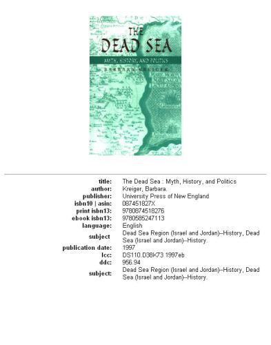 ﻿دریای مرده: اسطوره، تاریخ و سیاست
