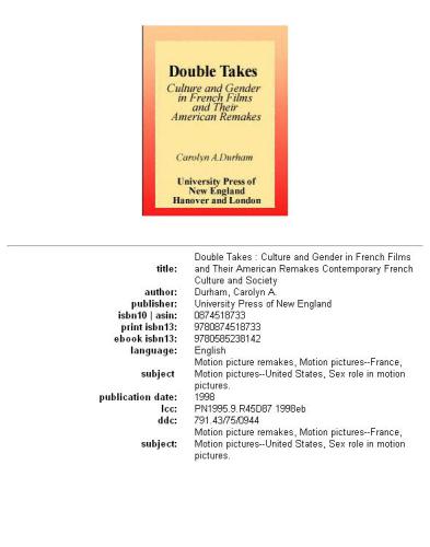 ﻿مطالب دوگانه: فرهنگ و جنسیت در فیلم های فرانسوی و بازسازی های آمریکایی آنها (فرهنگ و جامعه معاصر فرانسه)