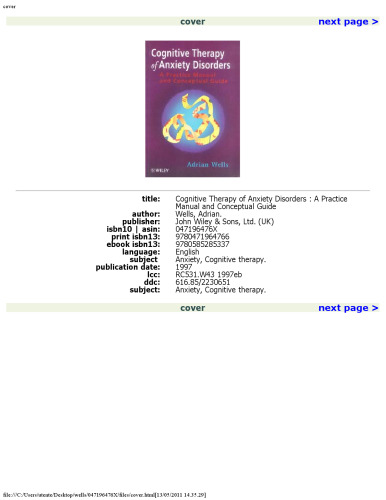 ﻿شناخت درمانی اختلالات اضطرابی: راهنمای عملی و راهنمای مفهومی