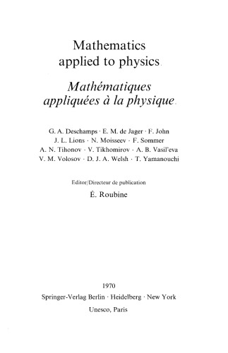 ﻿ریاضیات کاربردی در فیزیک: Mathématiques appliquées à la Physique